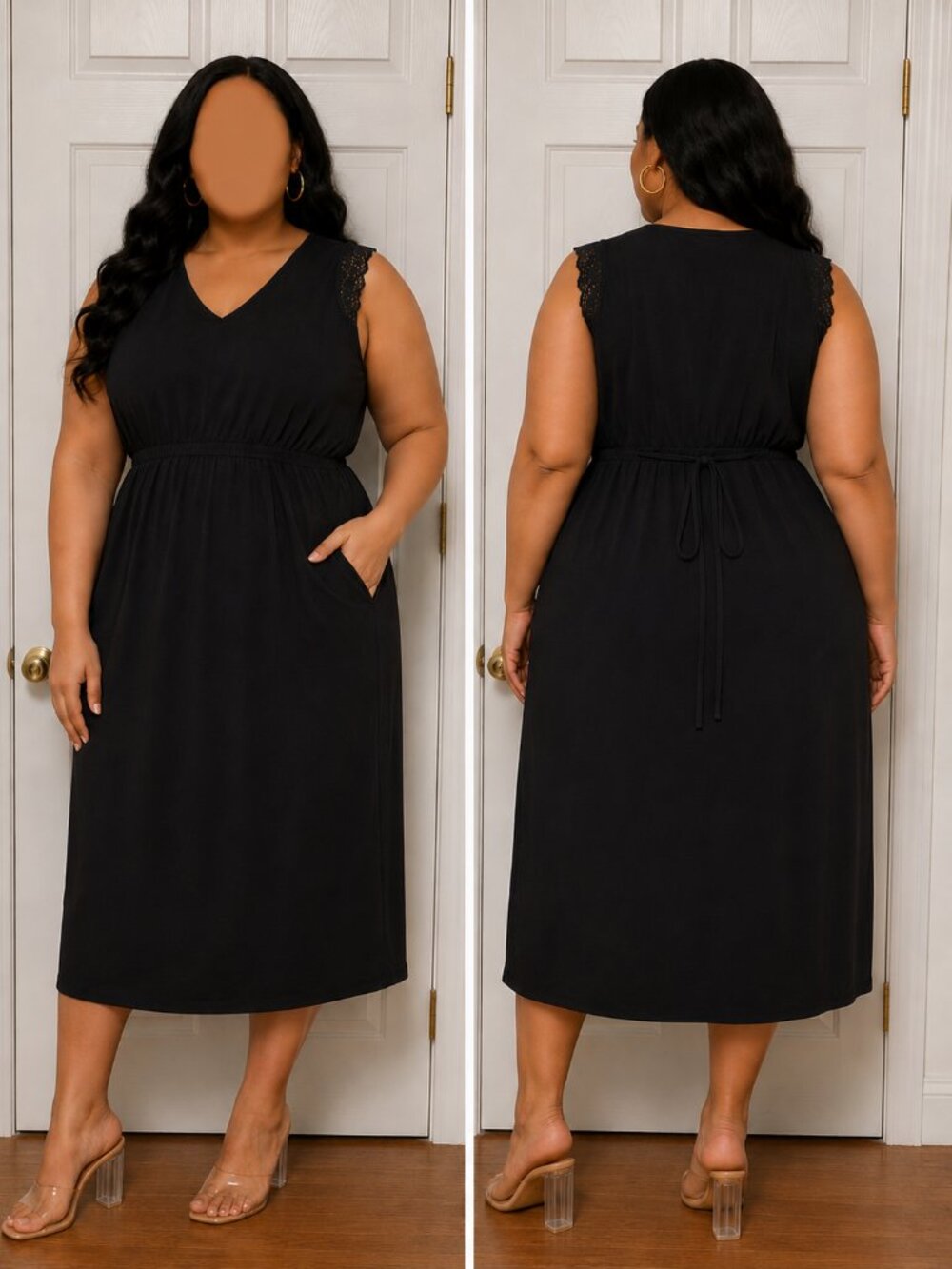 Lane Bryant Black Cap Sleeve Maxi Dress 18-20